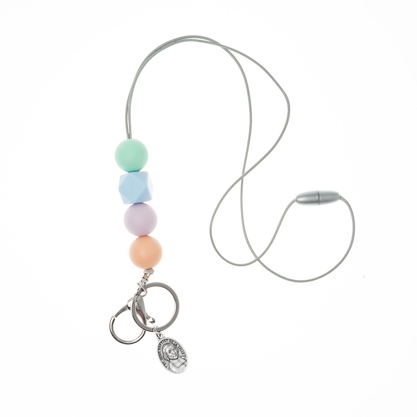St. John De La Salle Lanyard in pastel with lobster clasp, Accessories for teachers, Patron Saint of Teachers Australian online shop