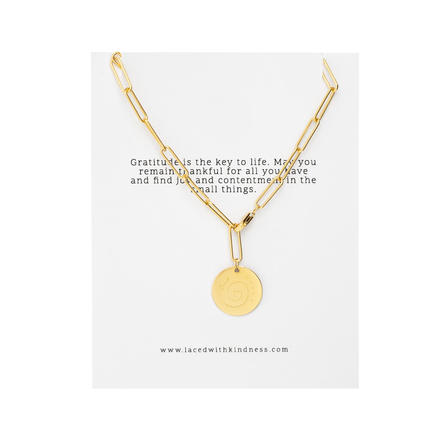 Gratitude Necklace, Gold, Laced with Kindness, Accessories, Beautiful Chaos Collection
