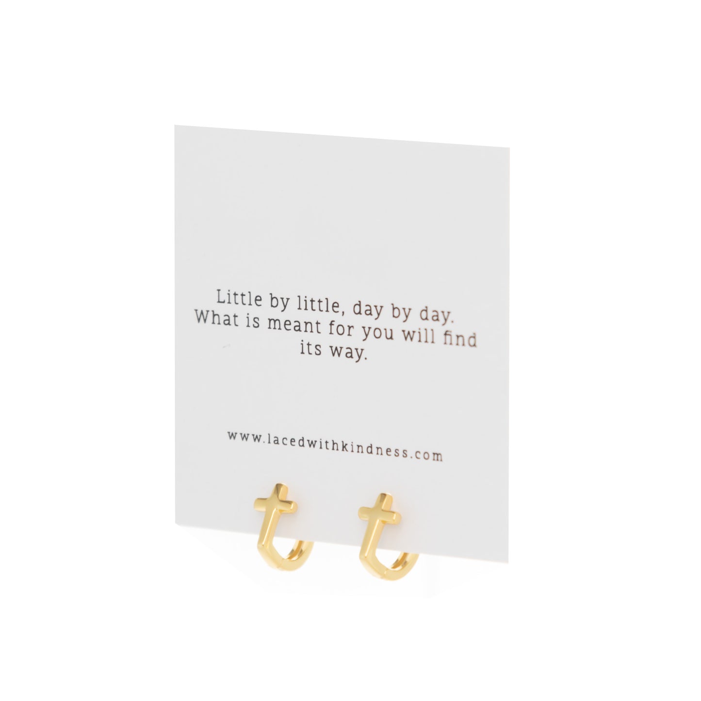 Cross Earrings, Gold, Laced with Kindness, Accessories, Beautiful Chaos Collection