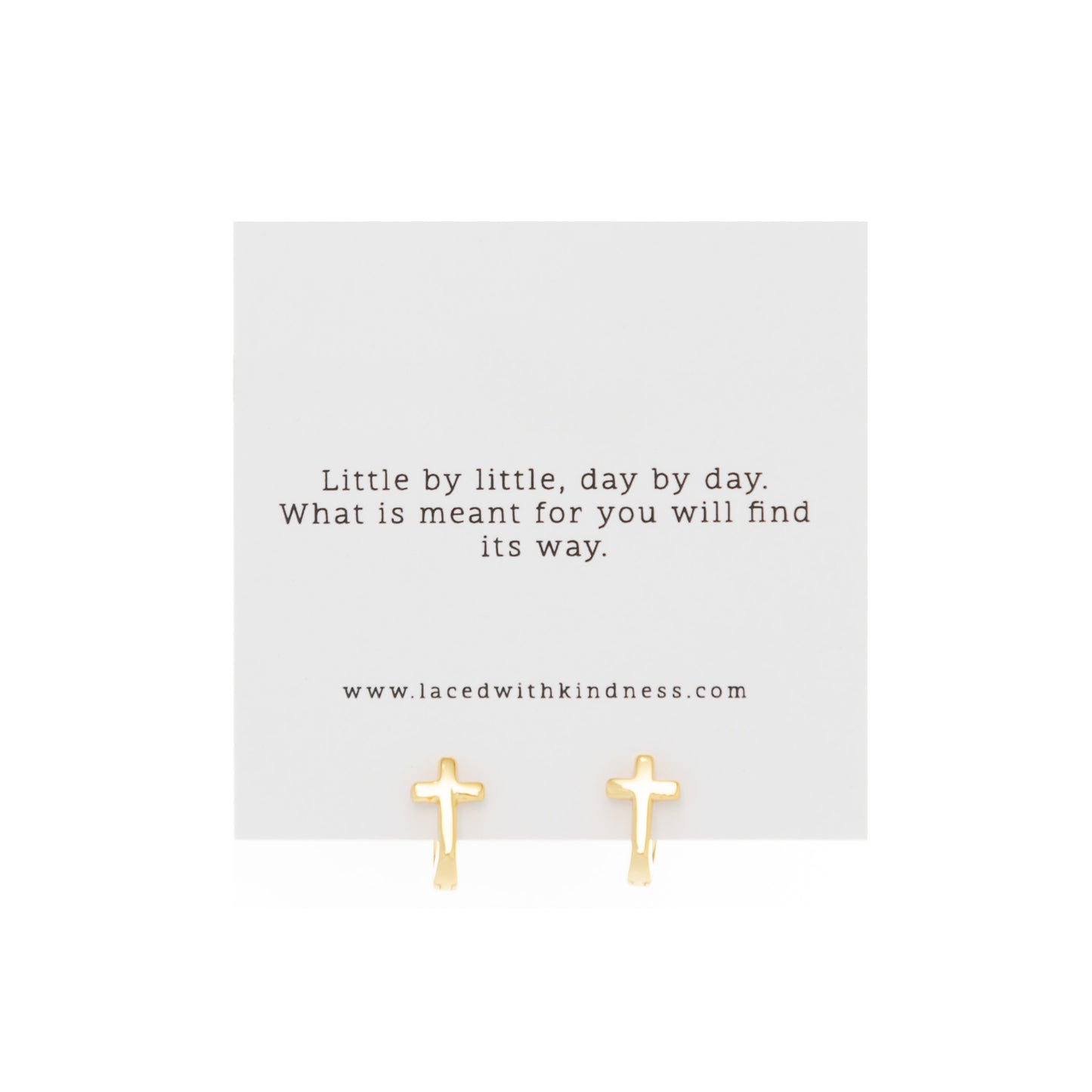 Cross Earrings, Gold, Laced with Kindness, Accessories, Beautiful Chaos Collection