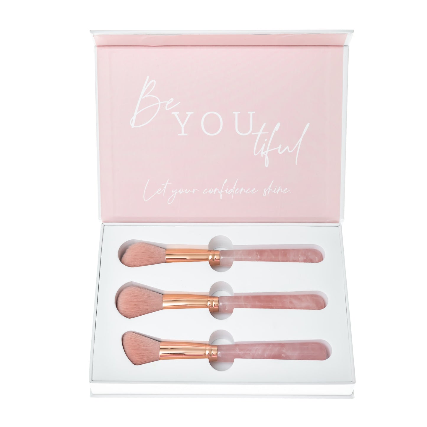 Rose Quartz soft makeup brush set, set of three,  Australian brush 