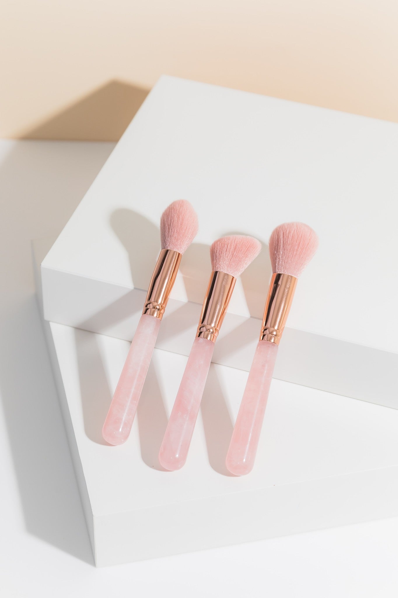 Rose Quartz soft makeup brush set, set of three,  Australian brush 