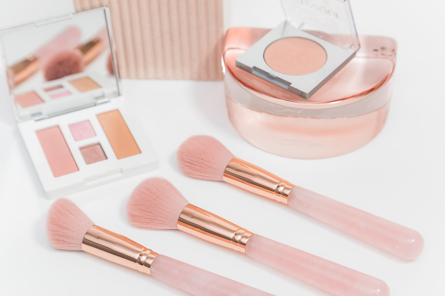 Rose Quartz soft makeup brush set, set of three,  Australian brush  