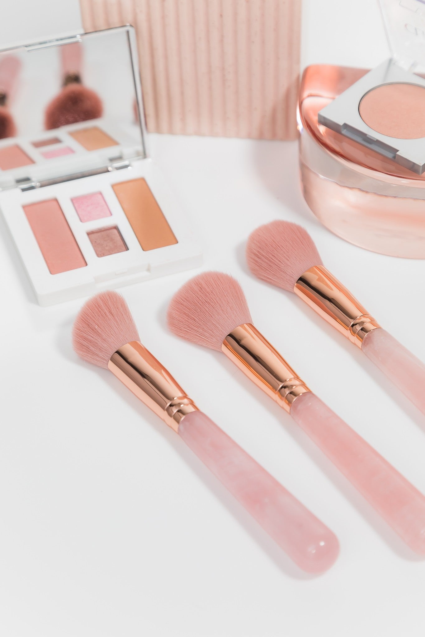 Rose Quartz soft makeup brush set, set of three,  Australian brush 