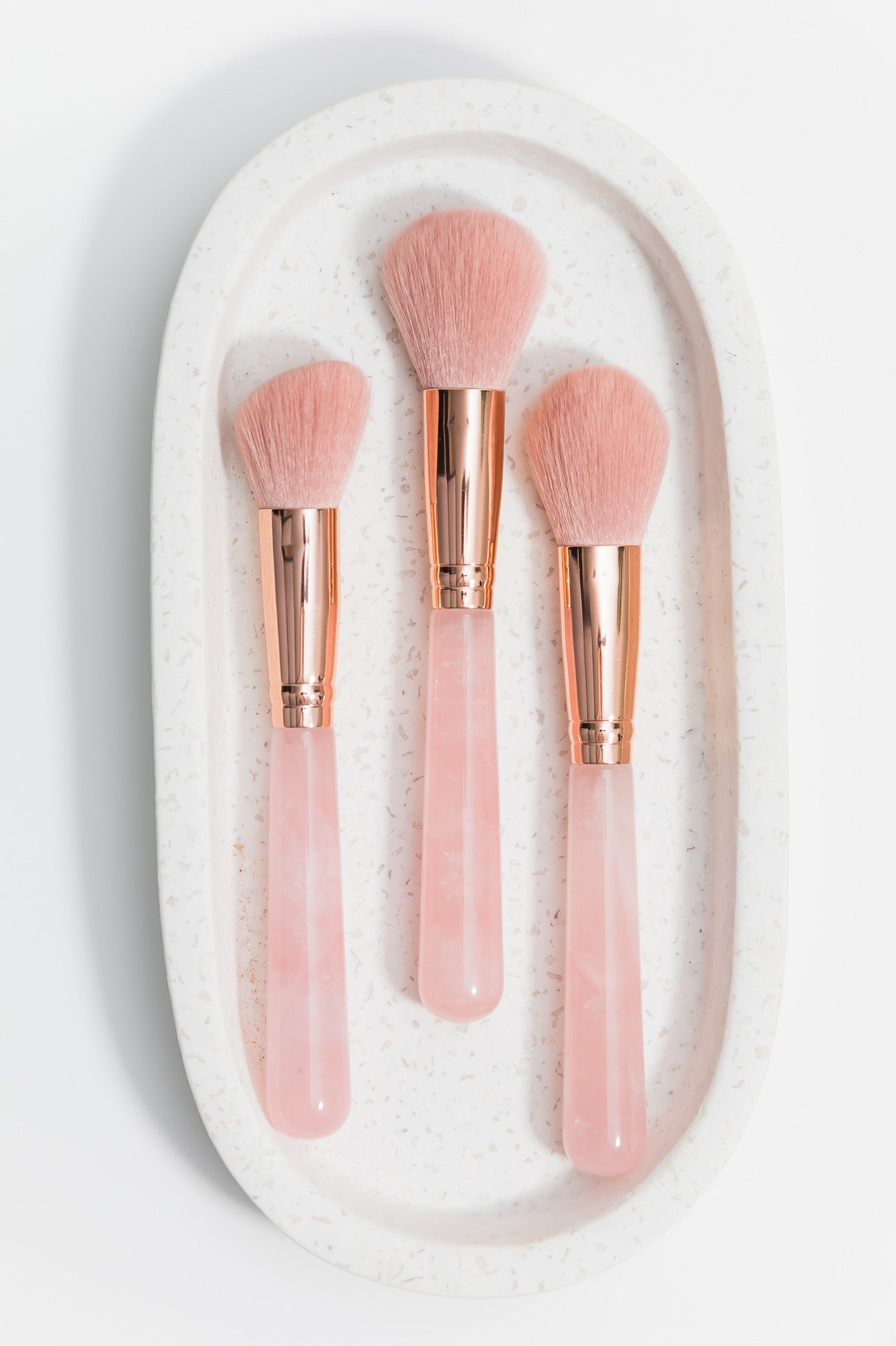 Rose Quartz soft makeup brush set, set of three,  Australian brush 