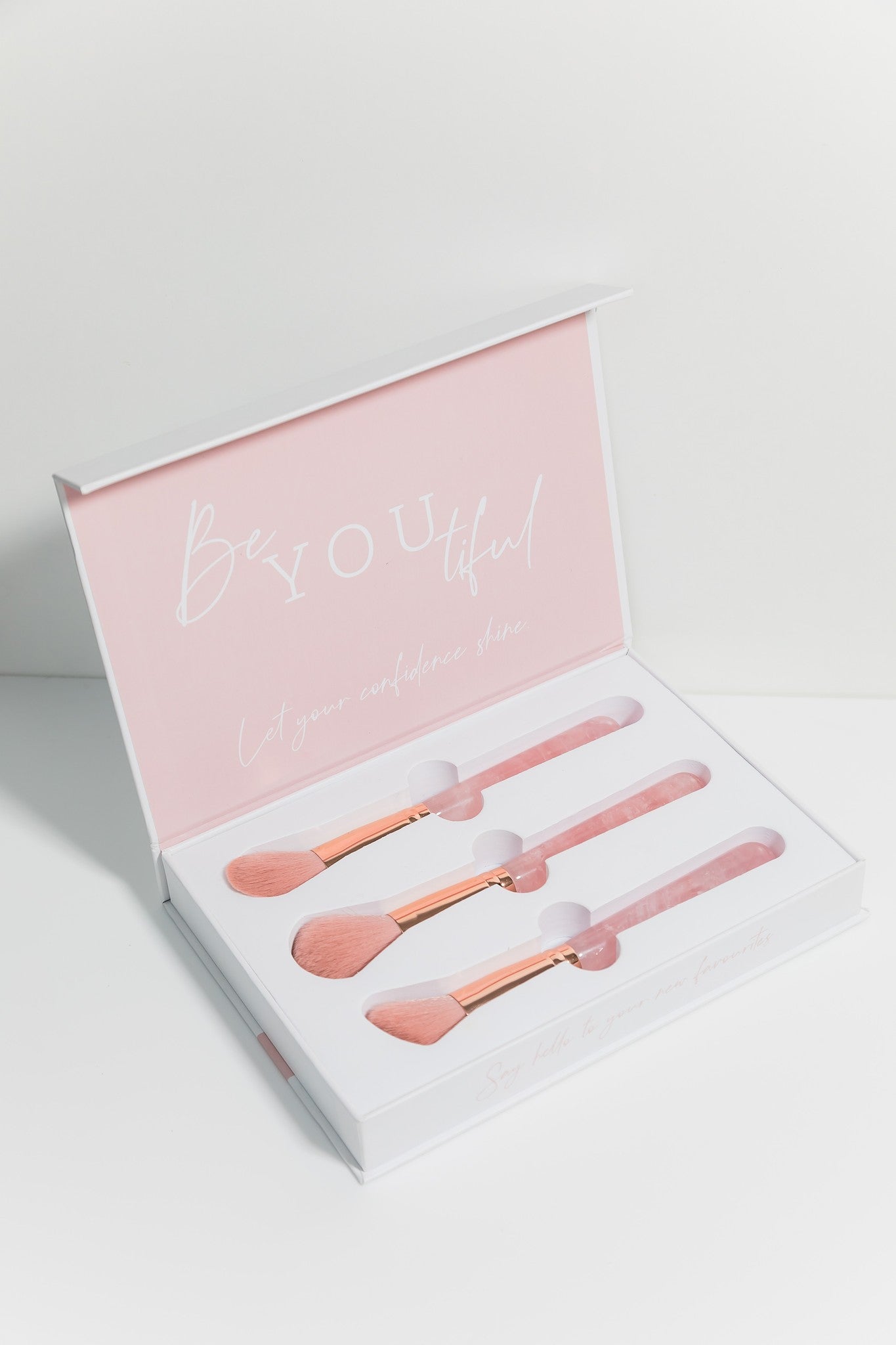 Rose Quartz soft makeup brush set, set of three,  Australian brush 