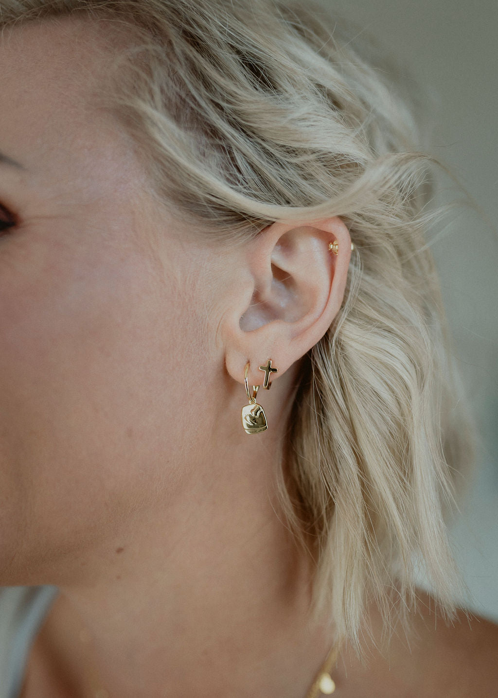 Cross Earrings, Bee Studs, Be You Earrings, Gold, Laced with Kindness, Accessories, Beautiful Chaos Collection