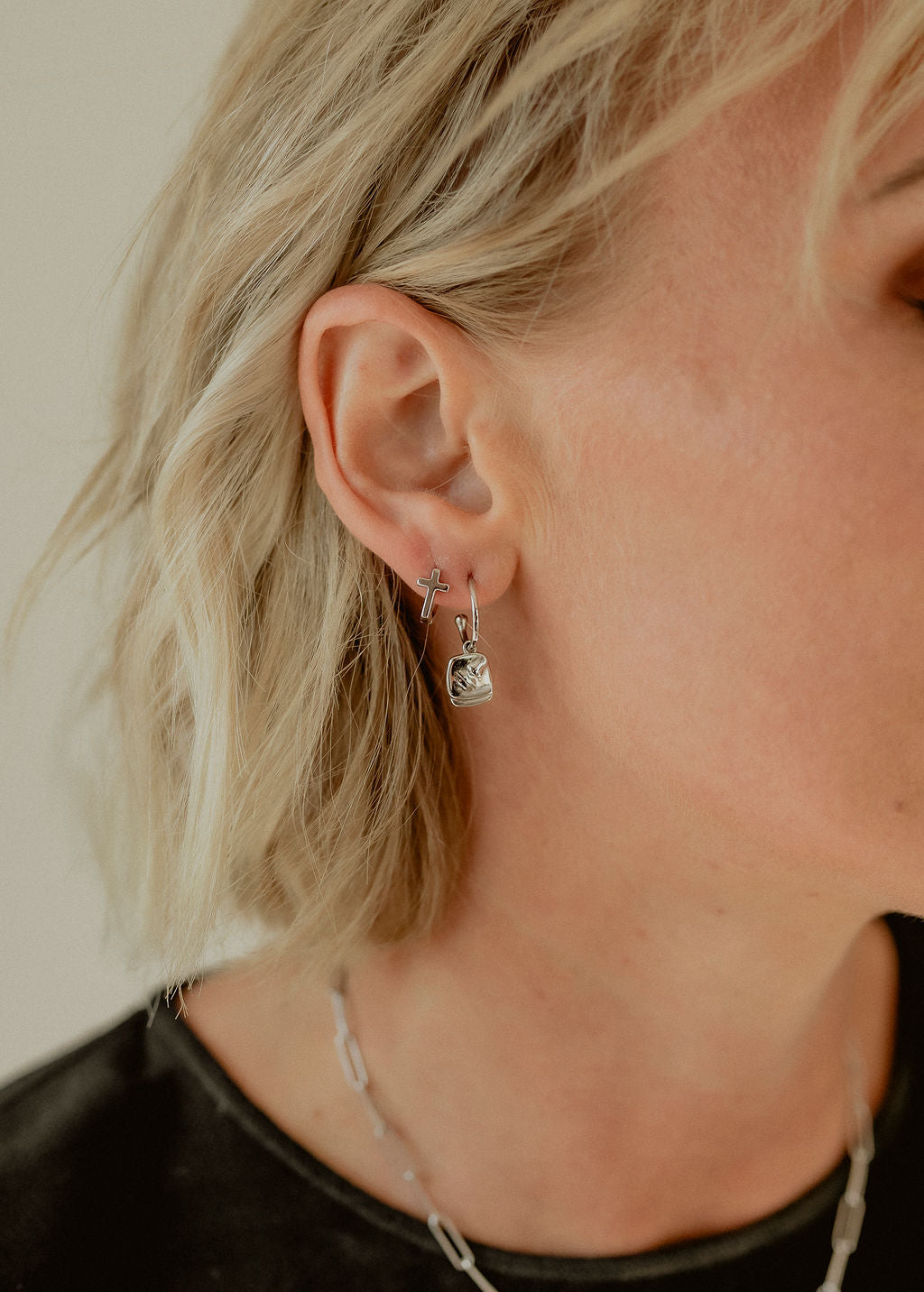 Cross Earrings,Silver, Laced with Kindness, Accessories, Beautiful Chaos Collection