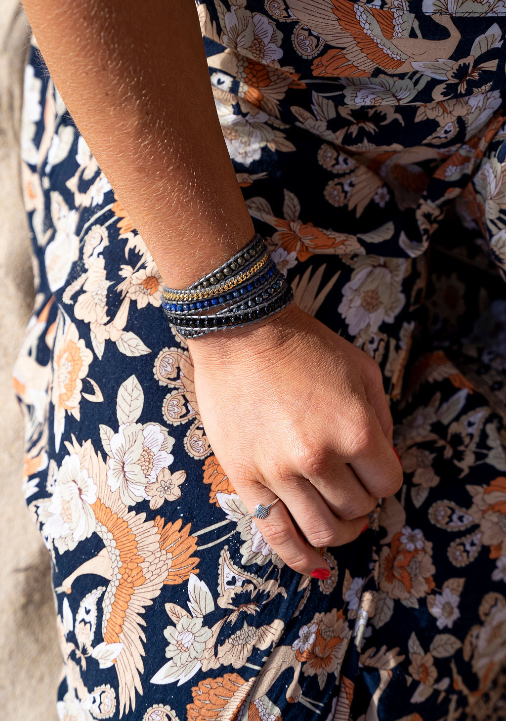 LWK Wrap Bracelet, Hematite, Pyrite, Lapiz Lazuli, Onyx when worn, healing crystals, Australian Boho Shop