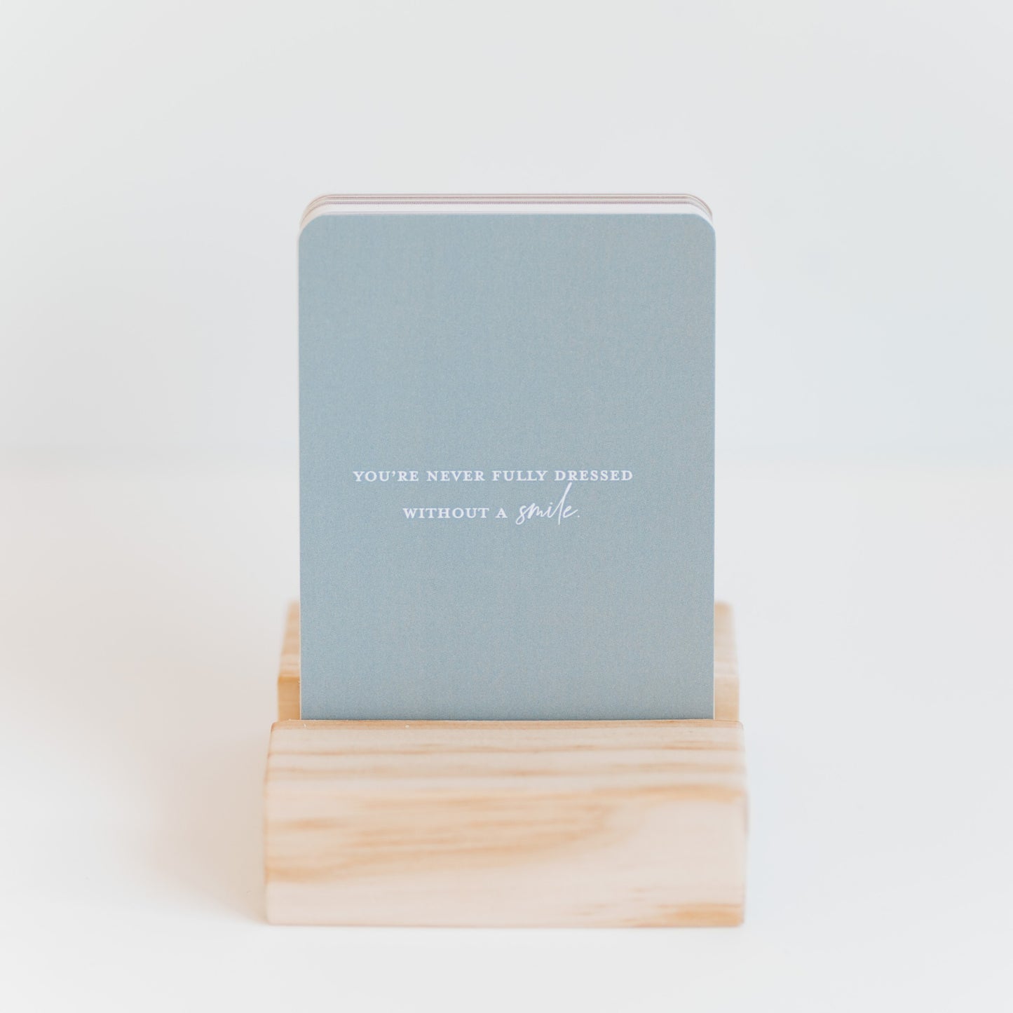 "You're never fully dressed without a smile" minimalist adult affirmation cards; love and positivity; daily affirmation cards, Australian boho shop