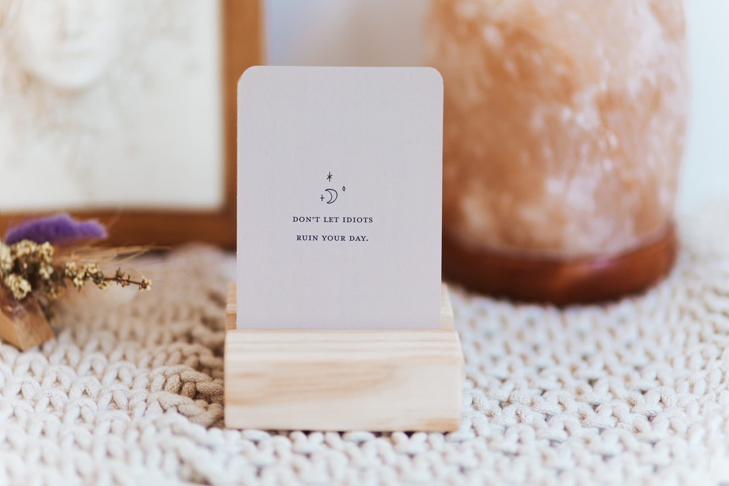 "Don't let idiots ruin your day" minimalist adult affirmation cards; love and positivity; daily affirmation cards, Australian boho shop