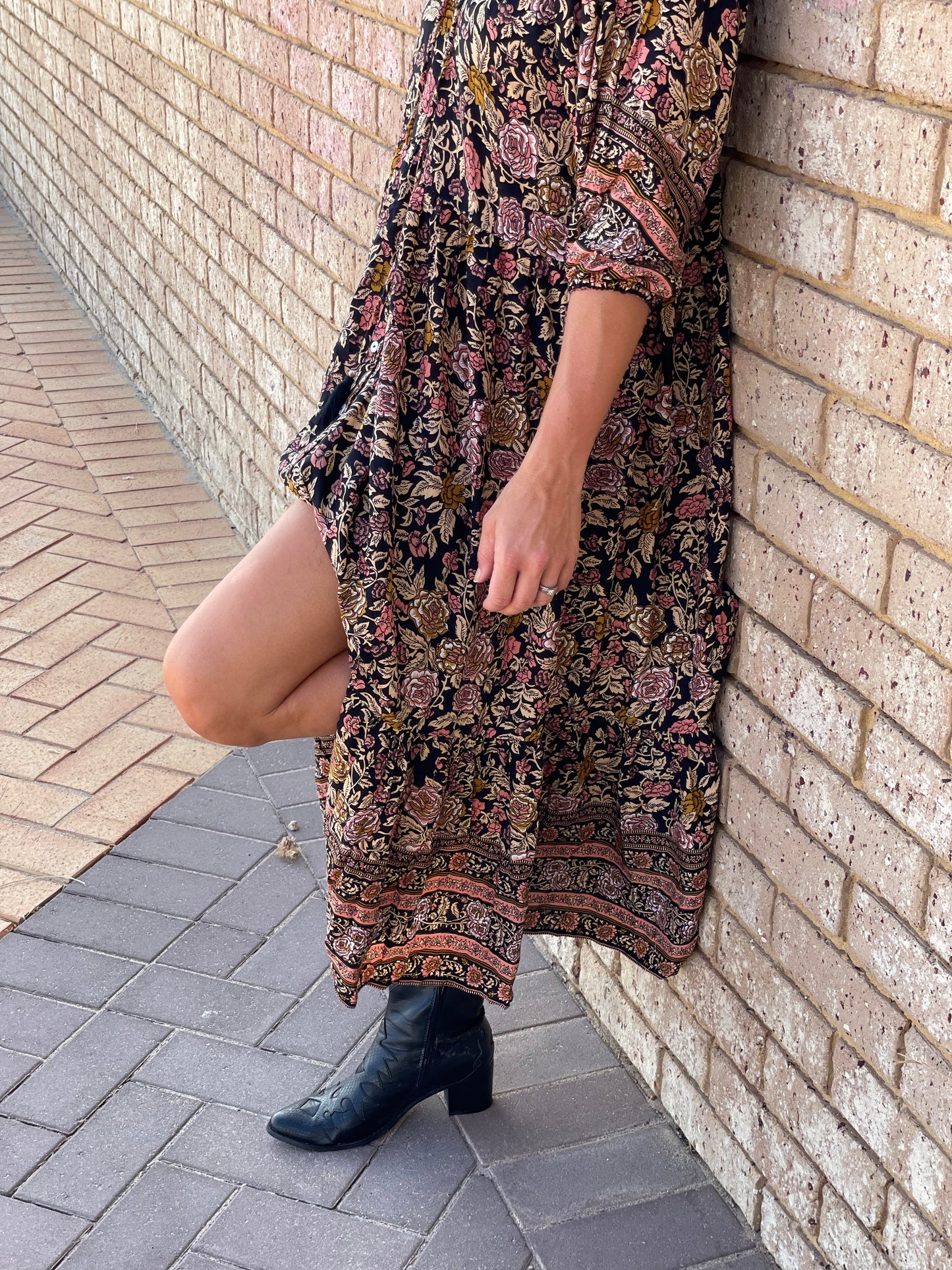 Kezia Black Floral Boho Dress, Laced with Kindness, Boho dress, Australian boho shop