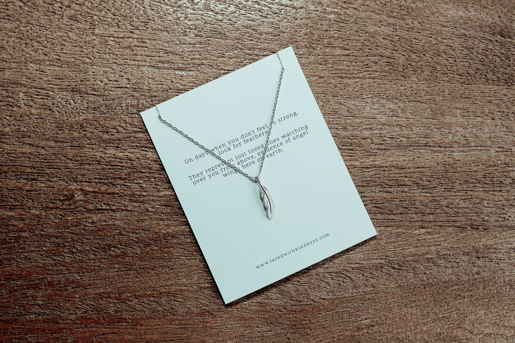 silver feather necklace