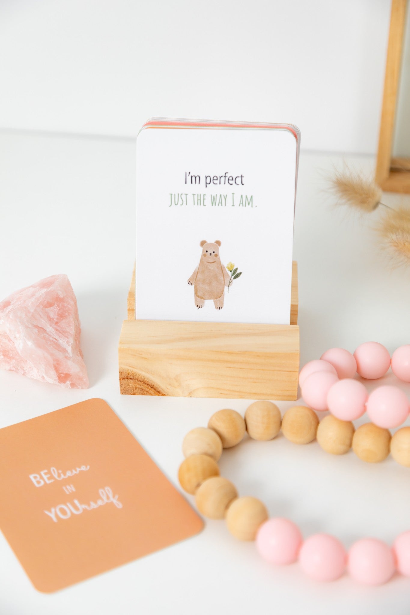 "I'm perfect just the way i am." minimalist kids affirmation cards; love and positivity; daily affirmation cards, Australian boho shop