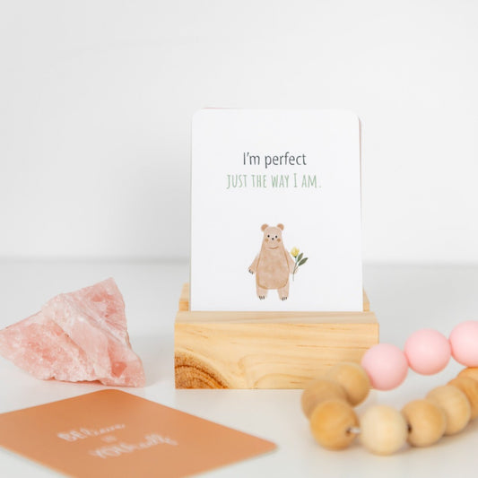 "I'm perfect just the way i am." minimalist kids affirmation cards; love and positivity; daily affirmation cards, Australian boho shop