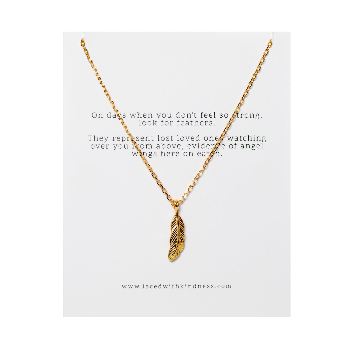 feather necklace in gold