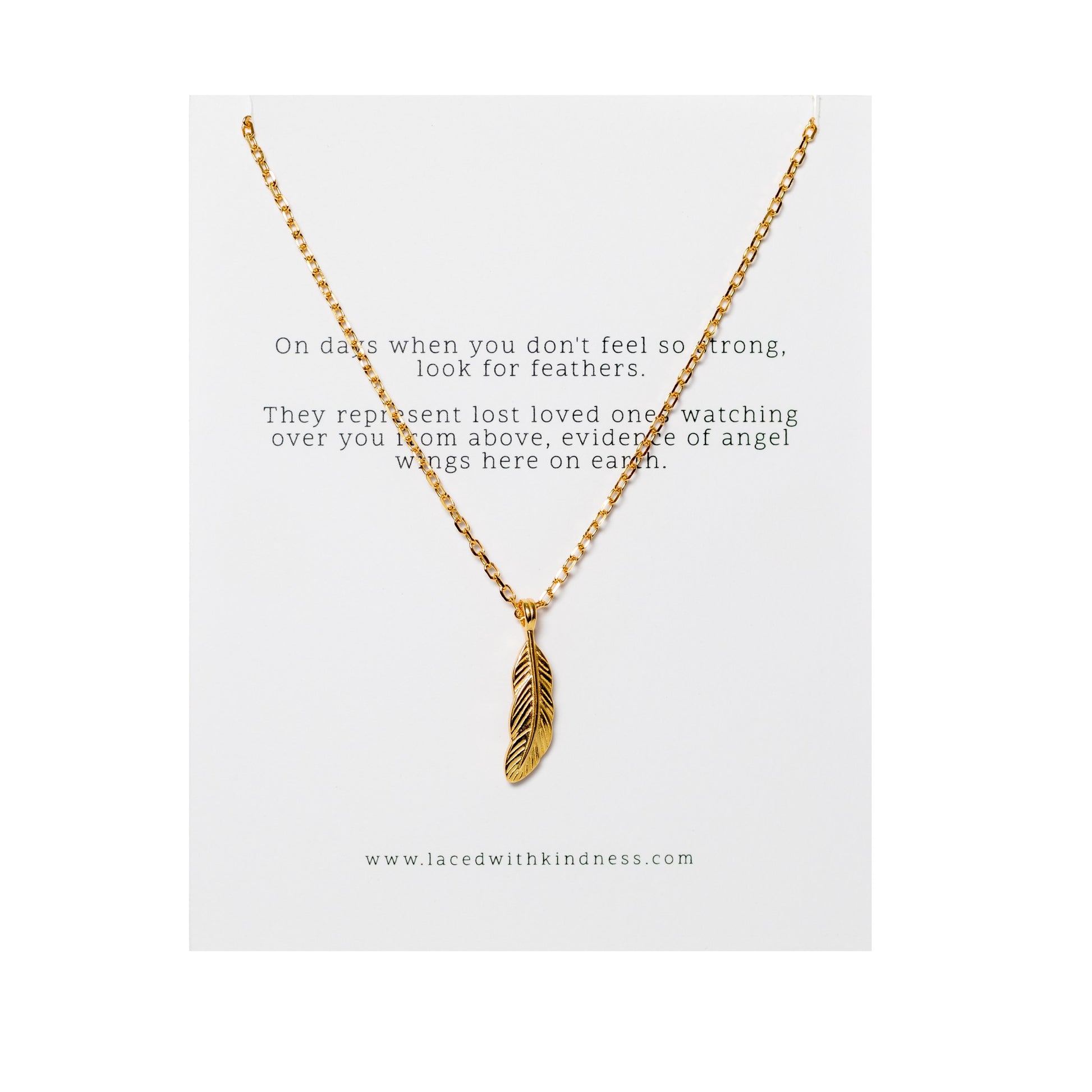 feather necklace in gold