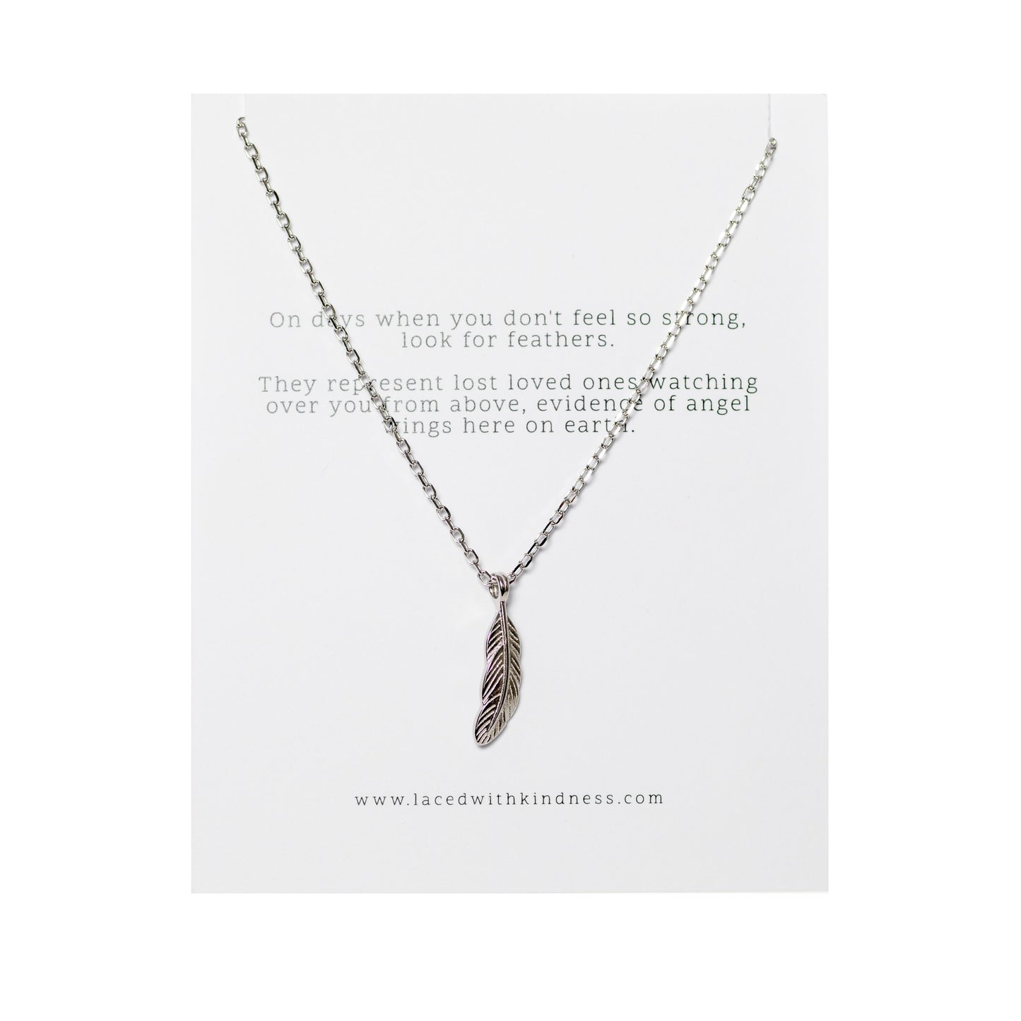 silver feather necklace 
