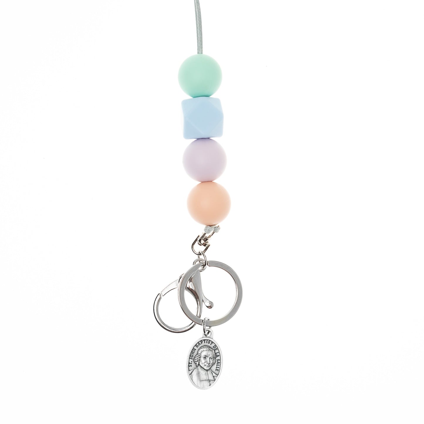 St. John De La Salle Lanyard in pastel with lobster clasp, Accessories for teachers, Patron Saint of Teachers Australian online shop