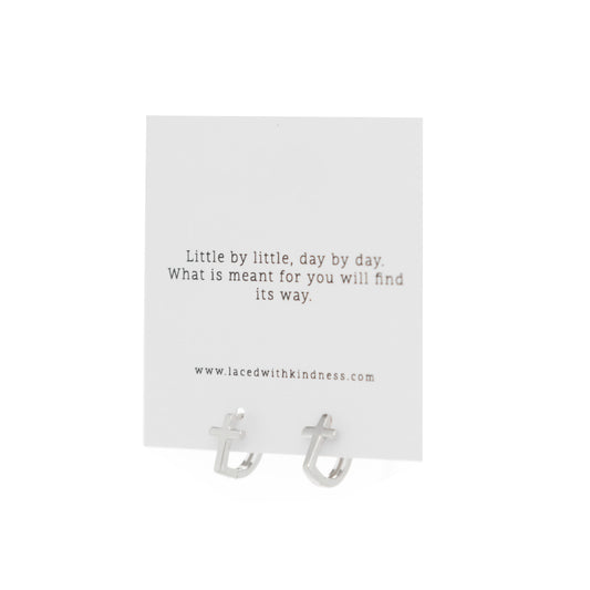 Cross Earrings, Silver, Laced with Kindness, Accessories, Beautiful Chaos Collection