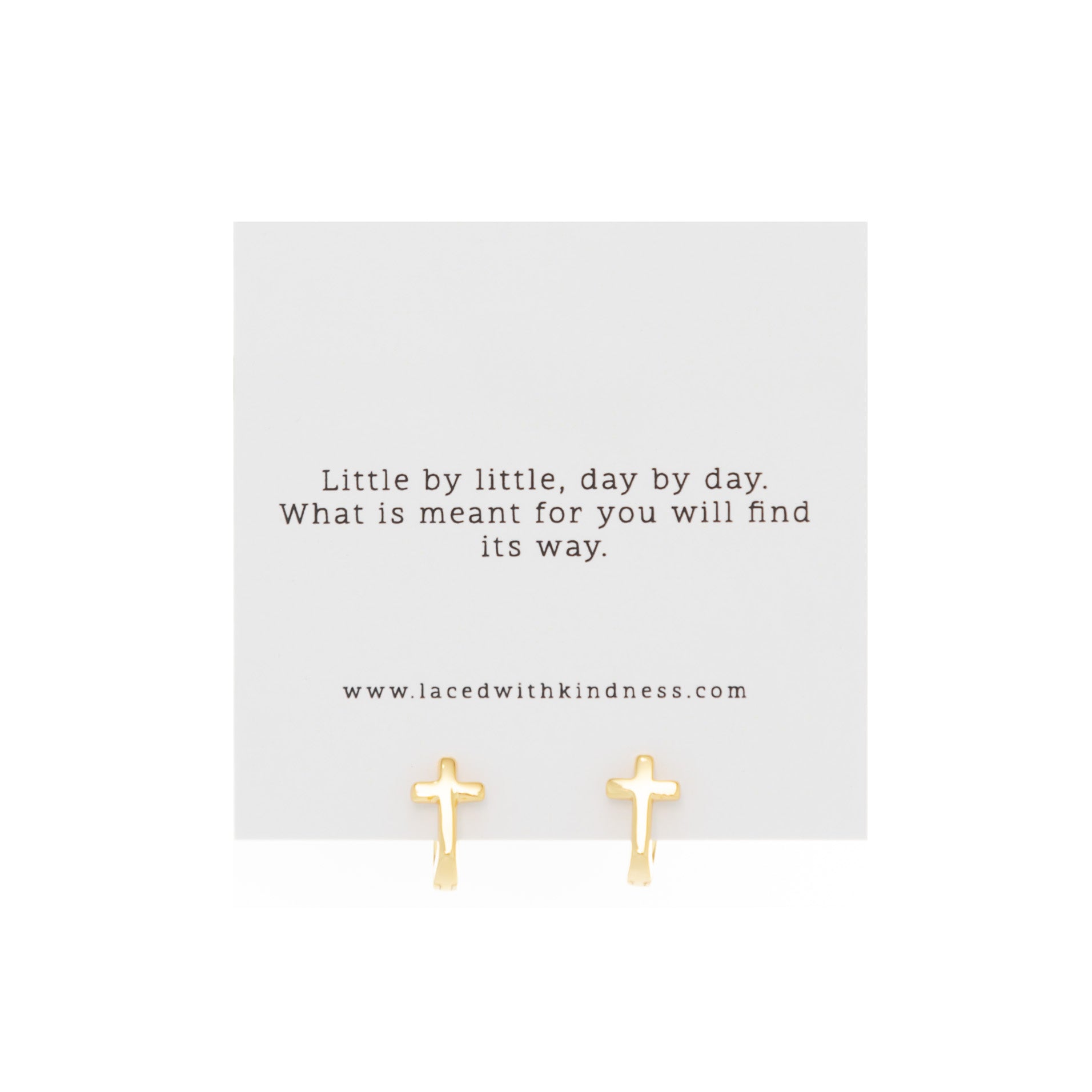 Cross Earrings, Gold, Laced with Kindness, Accessories, Beautiful Chaos Collection