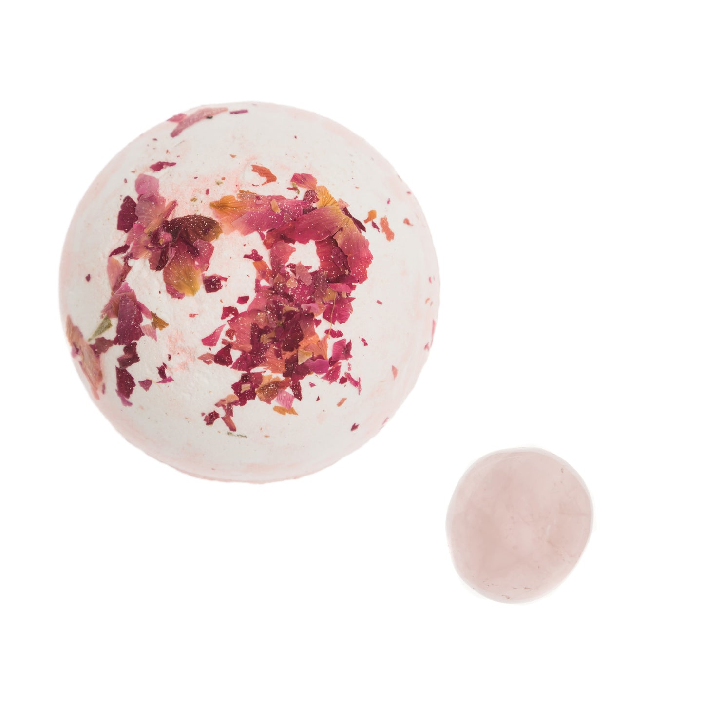 LWK Bath bomb surprise crystal, rose quartz, rose petal, rose scent,
