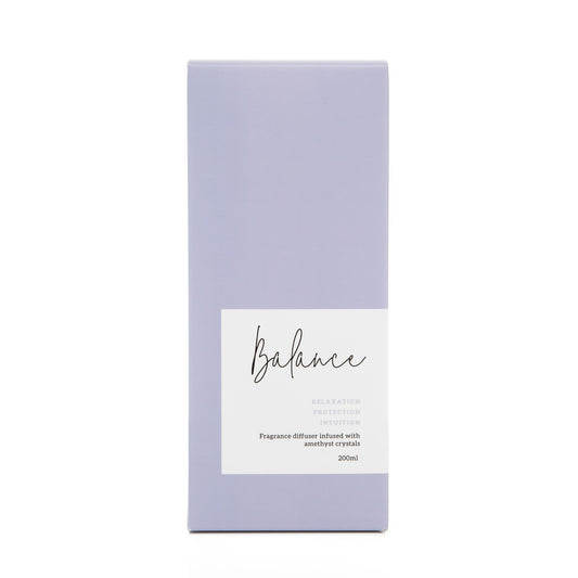 balance reed diffuser in pastel purple box