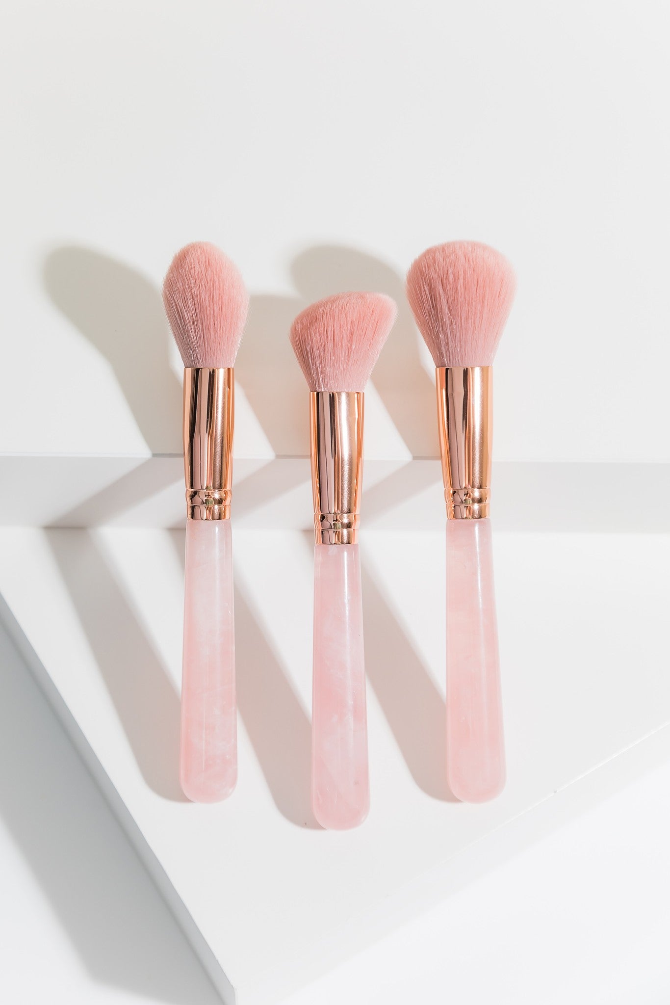 Rose Quartz soft makeup brush set, set of three, Australian brush