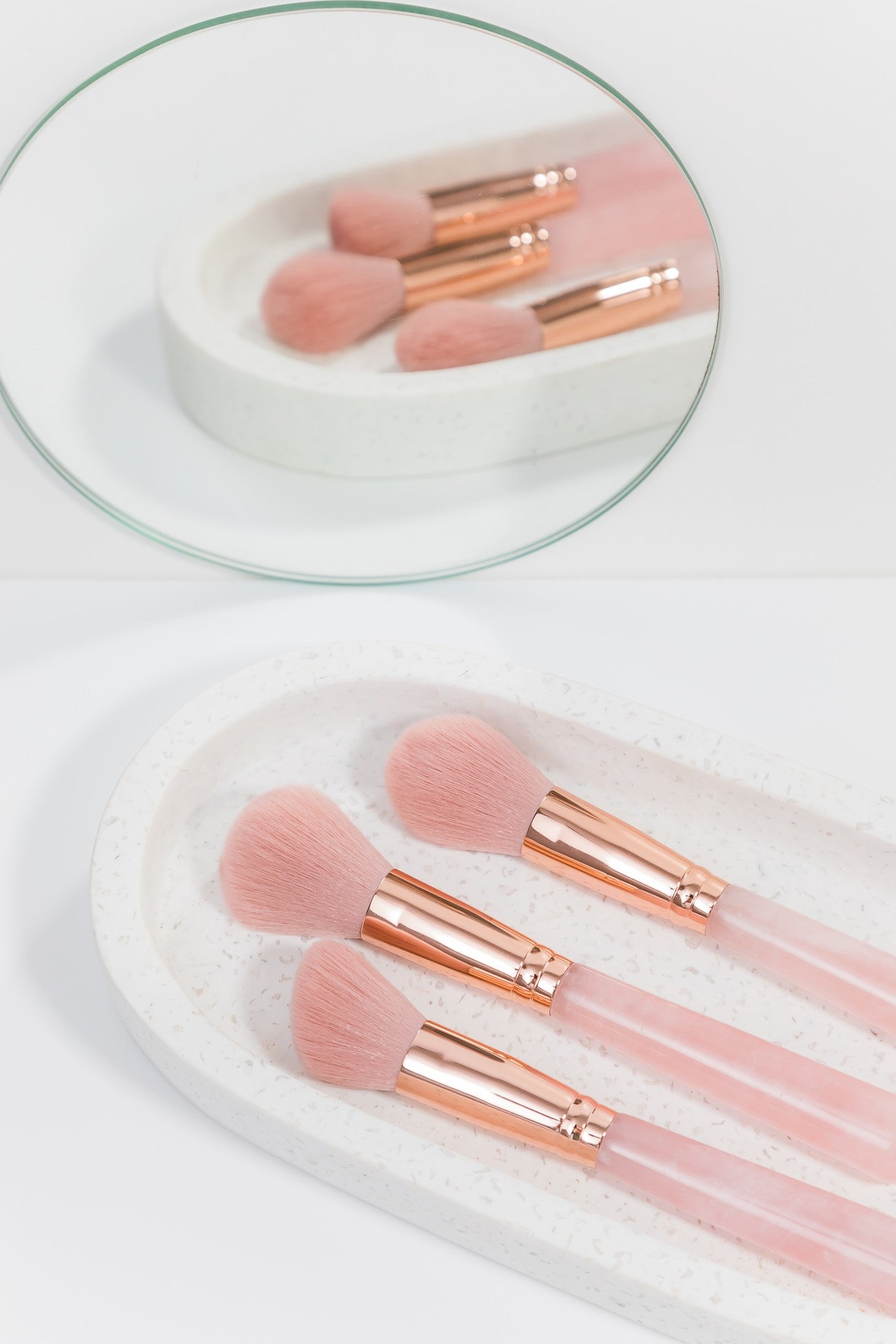 Rose Quartz soft makeup brush set, set of three,  Australian brush 