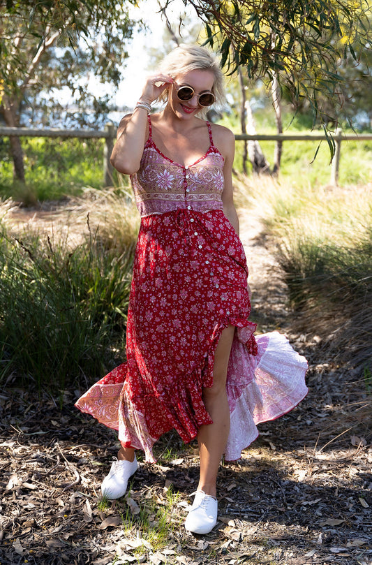  Michelle Boho High-Low Dress , LWK, Red Dress, Boho Australian Boho Shop