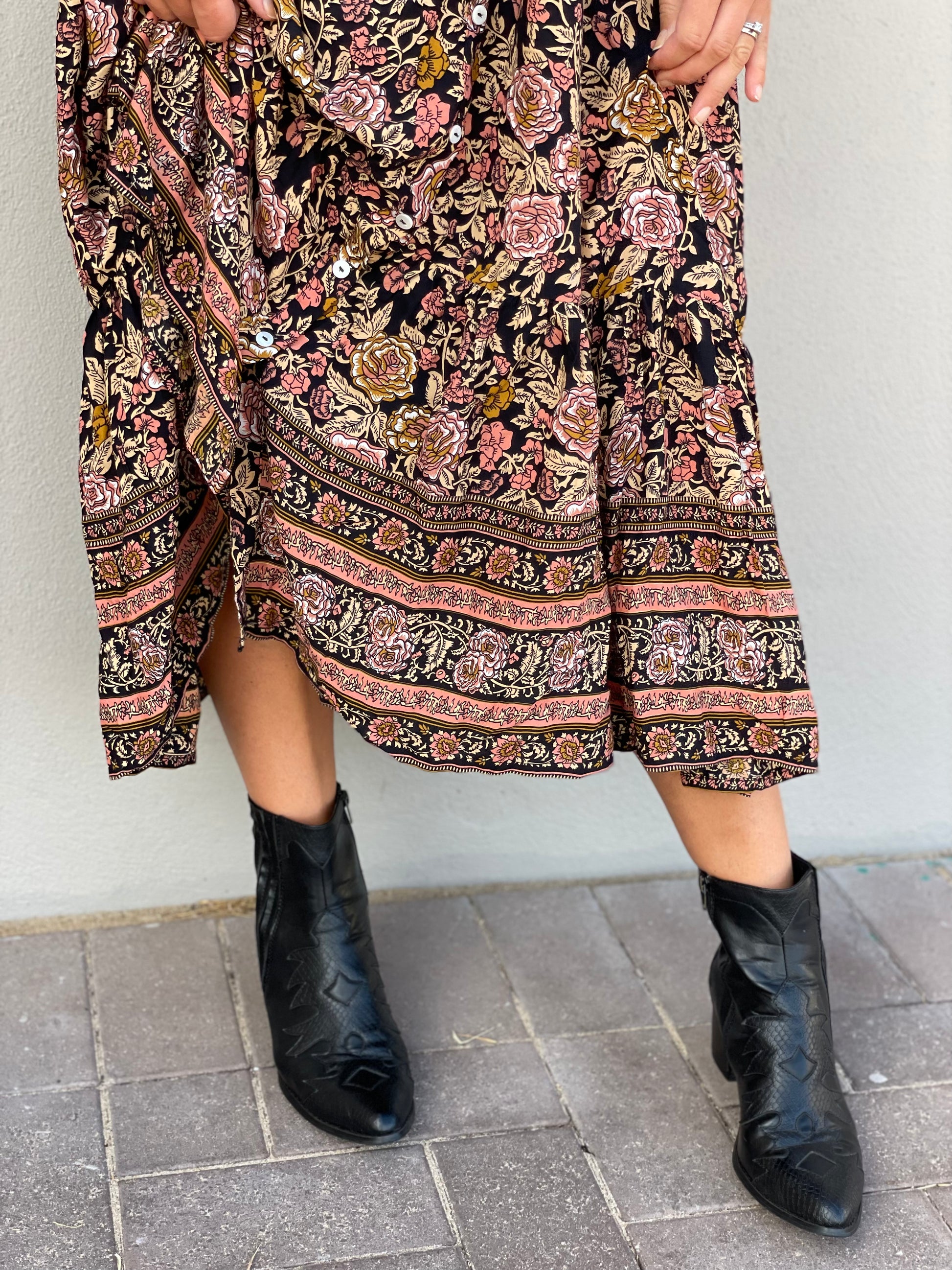 Kezia Black Floral Boho Dress, Laced with Kindness, Boho dress, Australian boho shop