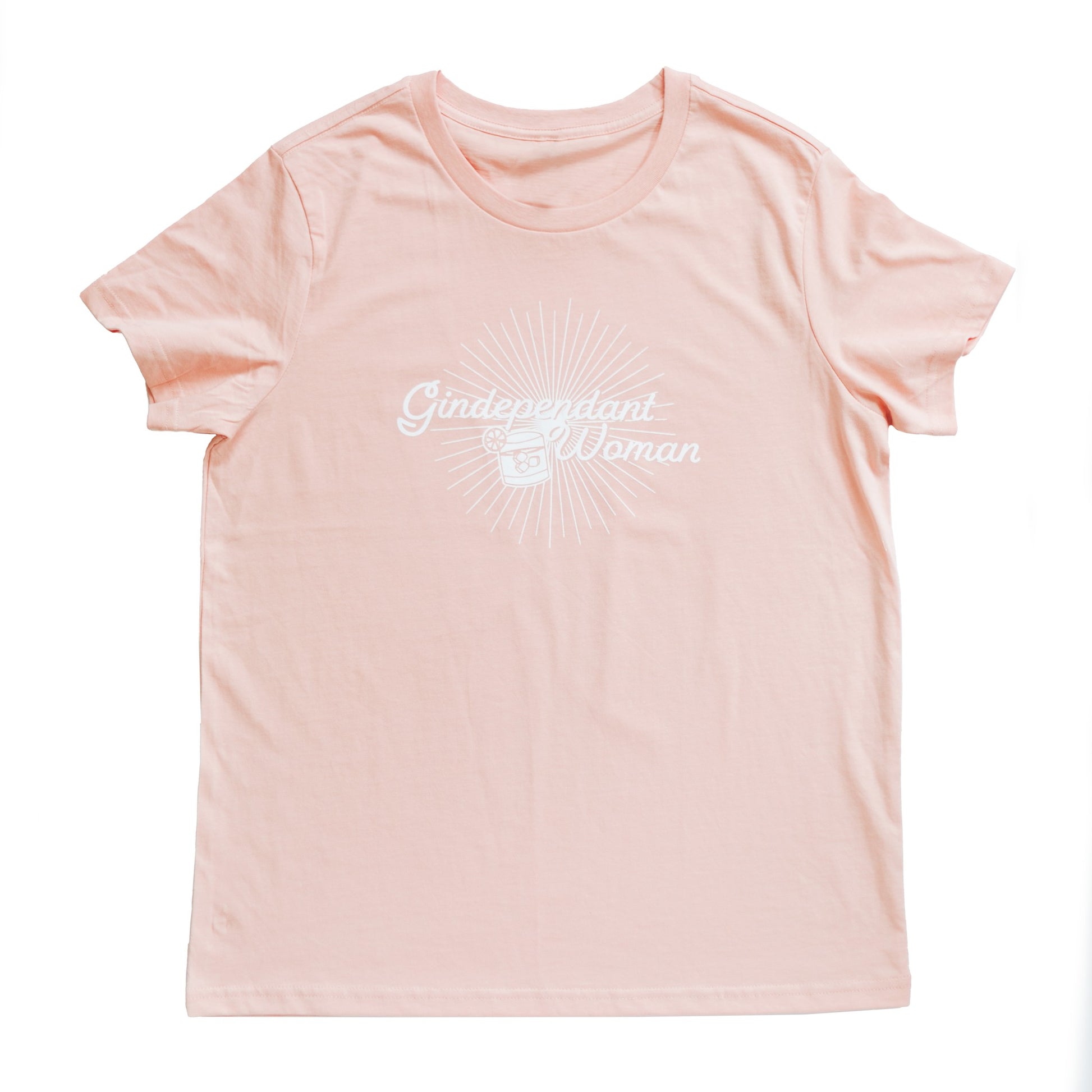 GINdependent Woman Shirt; Pale Pink Cotton tee, Australian Boho shop