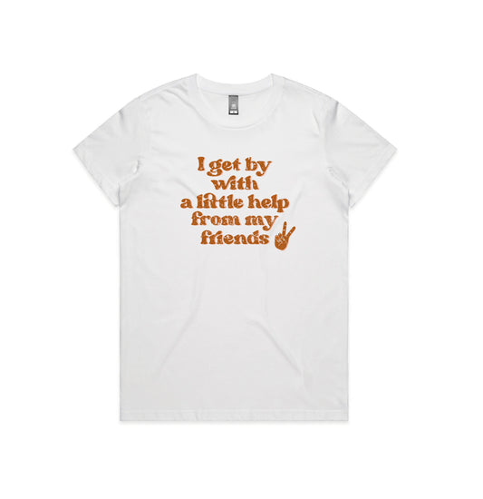 i get by with a little help from my friends peace sign white t-shirt