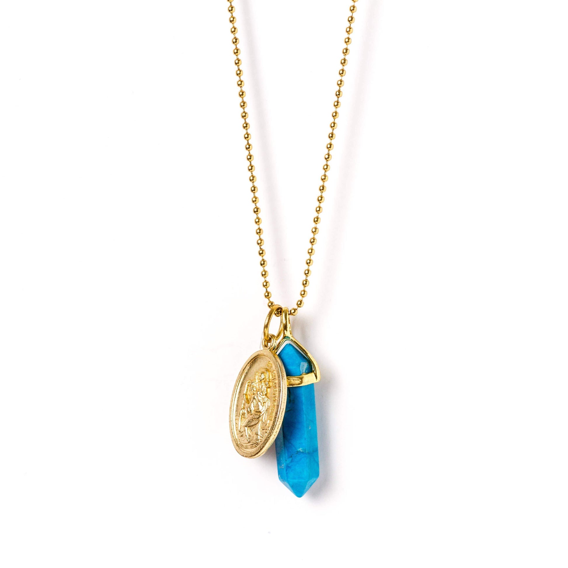 crystal-jewellery-for-gifts PENDANT NECKLACE GOLD | BLUE HOWLITE