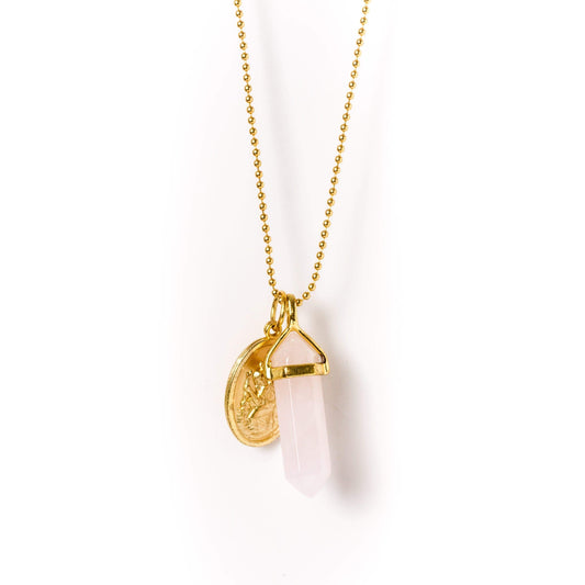 crystal-jewellery-for-gifts PENDANT NECKLACE GOLD | ROSE QUARTZ