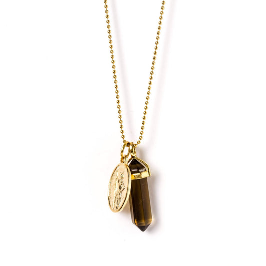 crystal-jewellery-for-gifts PENDANT NECKLACE GOLD | SMOKEY QUARTZ